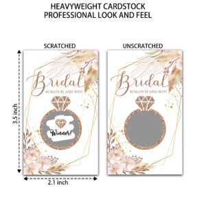 Bridal Shower Scratch Off Game Cards, Pampas Grass Greenery Bridal Lottery Tickets, Boho Floral Wedding Shower Games Ideas, Bachelorette Party Activities & Decorations (50 Pack)-09