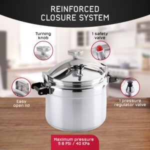 Universal 26 Quart / 25 Liter Professional Pressure Cooker, Heavy-Duty Aluminum Construction with Multiple Safety Systems, Commercial Canner Ideal for Industry Usage