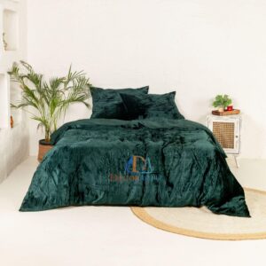 decoravenue ultra-luxe crushed velvet duvet cover, boho bedding uo comforter bedding donna cover, 3 pc duvet set, velvet bedding set (emerald green, king 90'' x 104'') (duvetset1607)