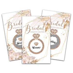 bridal shower scratch off game cards, pampas grass greenery bridal lottery tickets, boho floral wedding shower games ideas, bachelorette party activities & decorations (50 pack)-09