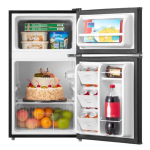 3.2 Cu Feet Two Door Compact Refrigerator with Freezer, Black