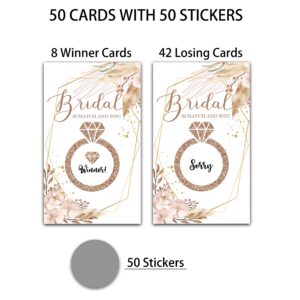 Bridal Shower Scratch Off Game Cards, Pampas Grass Greenery Bridal Lottery Tickets, Boho Floral Wedding Shower Games Ideas, Bachelorette Party Activities & Decorations (50 Pack)-09