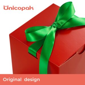 UnicoPak 4x4x4 Christmas Red Gift Boxes 50 Pcs, Holiday Gift Boxes Small Gift Boxes with Lids for Gift Ornaments, Candles, Mugs, Crafting, for Birthday, Party, Christmas Boxes for gifts