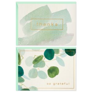 hallmark thank you cards assortment, watercolor greenery (50 thank you notes and envelopes)