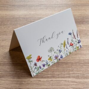 Gooji 4x6 Midsummer Floral Thank You Cards Multipack with Envelopes (Bulk 20-Pack) Matching Peel-and-Seal Envelopes, Wildflower, Weddings, Blank Notes Small Business, Assorted Stationary