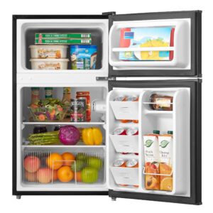 3.2 Cu Feet Two Door Compact Refrigerator with Freezer, Black