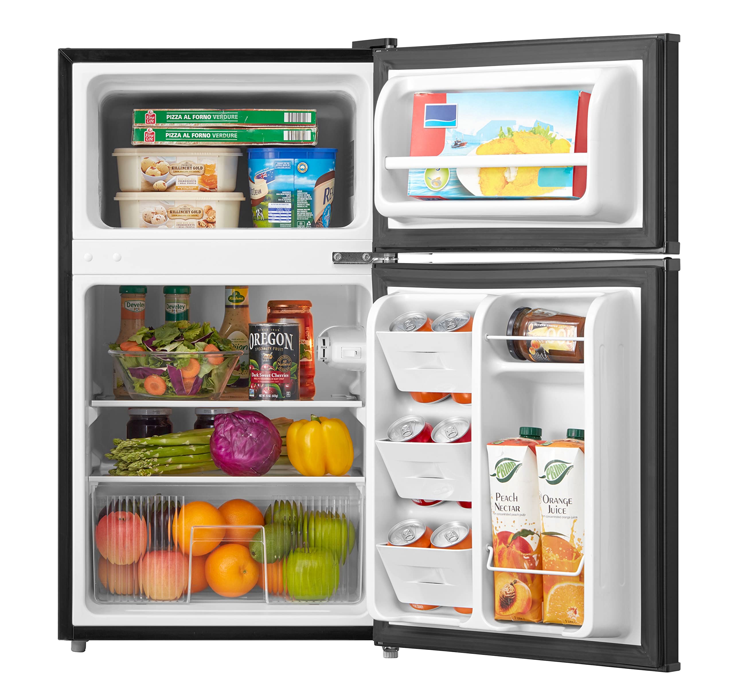 3.2 Cu Feet Two Door Compact Refrigerator with Freezer, Black