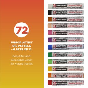 SAKURA Cray-Pas Junior Artist Oil Pastel Set - Soft Oil Pastels for Kids & Artists - 12 Colors - 6 Sets of 12