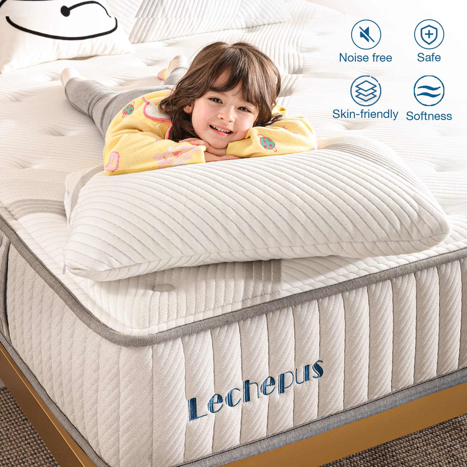 Twin Mattress,Lechepus 10 Inch Premium Hybrid Foam Mattresses in a Box,Pocket Innersprings with Memory Foam for Motion Isolation,Breathable Soft Cover Mattress Medium Firm,10-Years Support