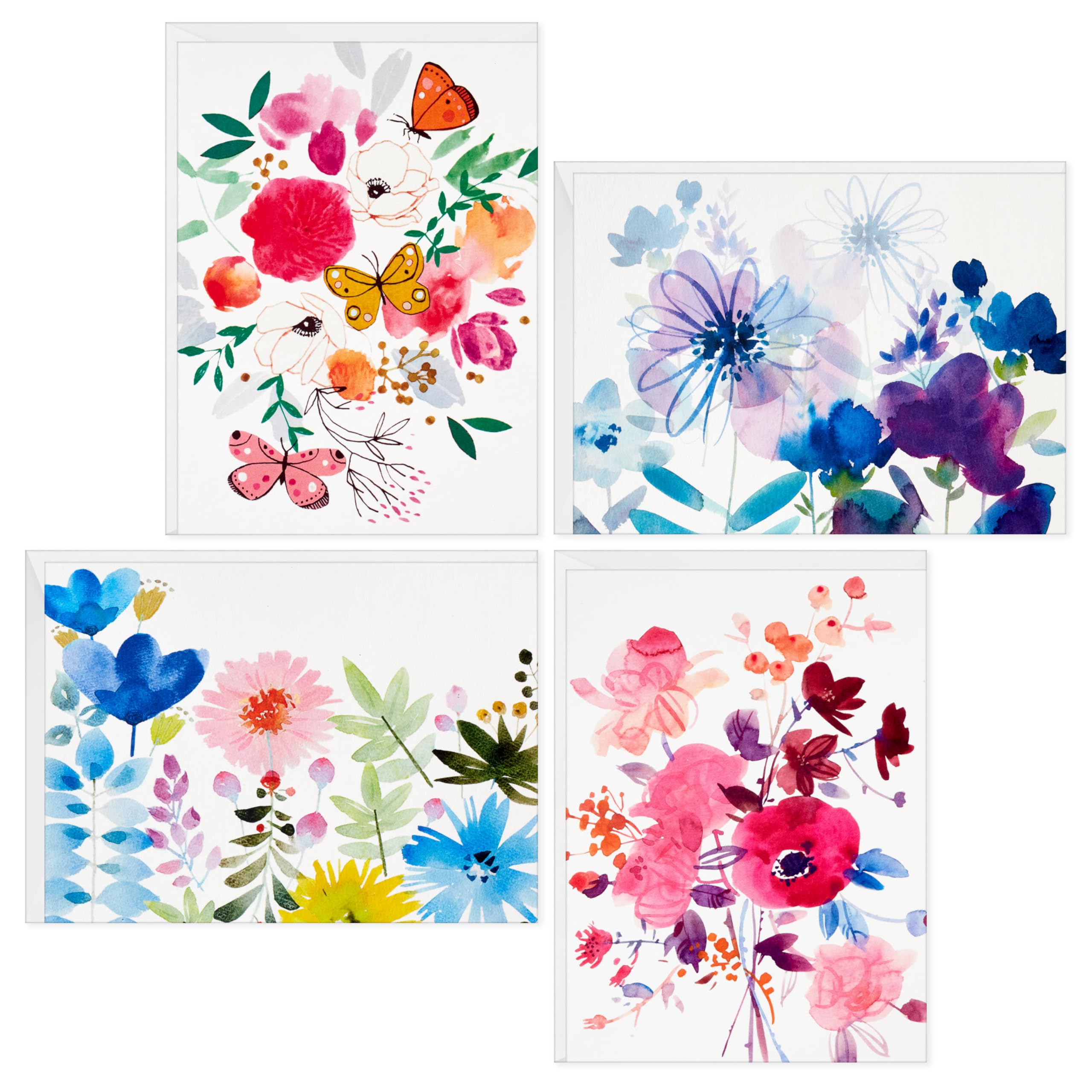 Hallmark Blank Cards Assortment, Painted Flowers (48 Cards with Envelopes)