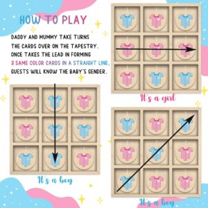 Gender Reveal Tic Tac Toe Board Game,Rustic Wooden Gender Reveal Games for He or She,Baby Gender Reveal Ideas Party Supplies,Boy Girl Sign,Baby Shower Gender Reveal Decoration kit