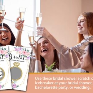 Bridal Shower Scratch Off Game Cards, Boho Floral Bridal Lottery Tickets, Gold Foil Wedding Shower Games Ideas, Bachelorette Party Activities & Decorations (50 Pack)-03