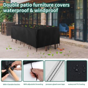 smdodddy Patio Furniture Covers, Waterproof Rectangular Patio Furniture Set Cover, Patio Covers 67" L x 37" W x 28" H Outdoor Sectional Sofa Set Covers, Outdoor Patio Table Covers Fit for 6-8 Seats