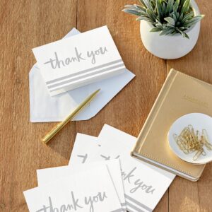 Hallmark Pack of Thank You Cards, Silver Foil (20 Thank You Notes with Envelopes)