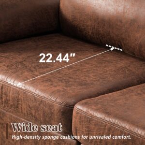 XIZZI L Shaped Sofa Convertible Sectional Sofa 3-Seat Couch with Reversible Chaise for Living Room,L Shaped 97 inches Dark Brown