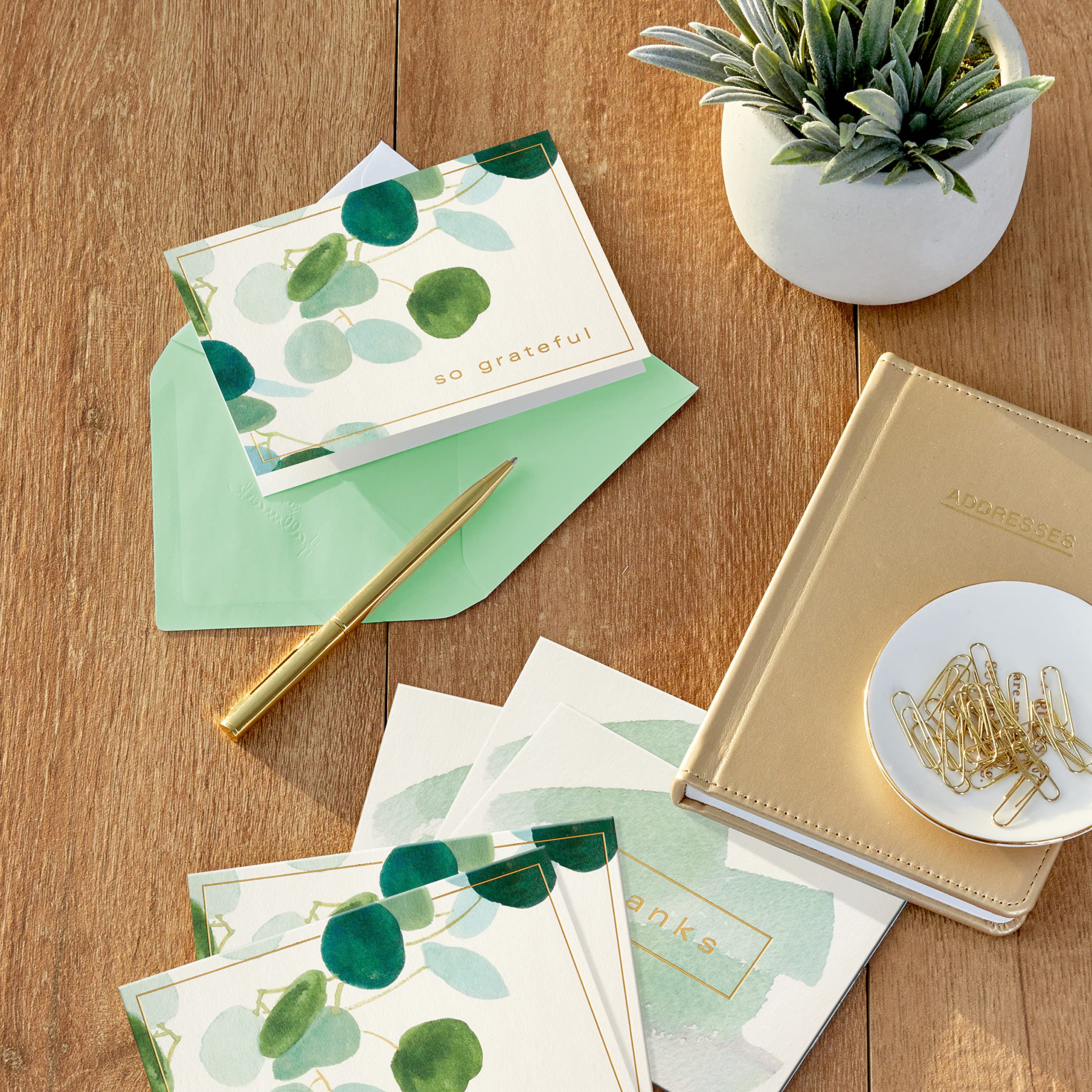 Hallmark Thank You Cards Assortment, Watercolor Greenery (50 Thank You Notes and Envelopes)