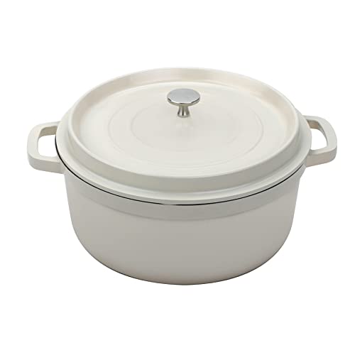 G.E.T. CA-006-AWH/BK/CC Heiss® Energy-Efficient Cast Aluminum Dutch Oven, 6.5 Quart, Round, White