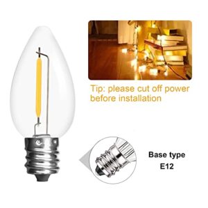 Jslinter 25Pack C7 LED String Light Bulbs Replacement, 1W(11W Equivalent), 60LM, 2200K Warm White, Shatterproof, E12 Screw Base, Vintage Edison Bulbs for Patio Garden