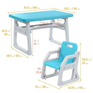 ECR4Kids Toddler Plus Desk and Chair, Kids Furniture, Cyan/Light Grey