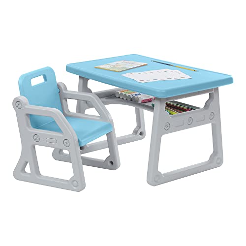 ECR4Kids Toddler Plus Desk and Chair, Kids Furniture, Cyan/Light Grey