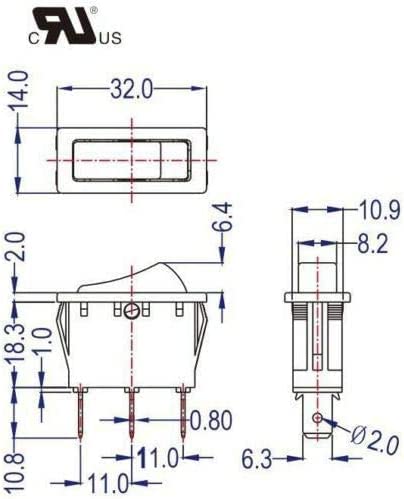 Rocker Switch 23EF010GAA ON/Off for Twin Star Fireplaces 23EF003GAA 23E05-0530