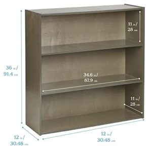 ECR4Kids Streamline 3-Shelf Storage Cabinet, 36in, Kid's Bookshelf, Grey Wash