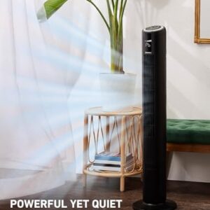 HOLMES 42" Digital Tower Fan, ClearRead Display, 90° Oscillation, 5 Speeds, 4 Modes, 8-Hour Timer, Home, Bedroom or Office, Remote Control, Matte Black