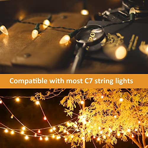 Jslinter 25Pack C7 LED String Light Bulbs Replacement, 1W(11W Equivalent), 60LM, 2200K Warm White, Shatterproof, E12 Screw Base, Vintage Edison Bulbs for Patio Garden