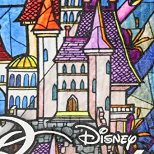 Disney Beauty and The Beast Stained Glass Enchanted Castle Plush Throw Blanket 46' x 60'