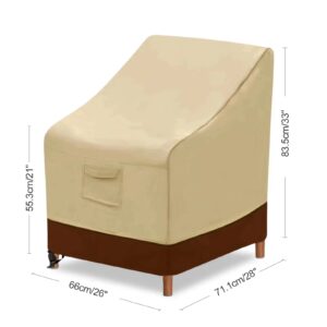 Yipincover Patio Dining Arm Chair Covers 2Pack Heavy Outdoor Furniture Covers 600D Oxford Fabric,100% Waterproof Outdoor Seat Covers (Beige & Brown,26" W×28" D×33" H)-1Year Warranty