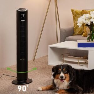 HOLMES 42" Digital Tower Fan, ClearRead Display, 90° Oscillation, 5 Speeds, 4 Modes, 8-Hour Timer, Home, Bedroom or Office, Remote Control, Matte Black