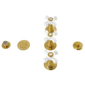 kingston brass kb327px victorian three-handle bidet faucet, brushed brass