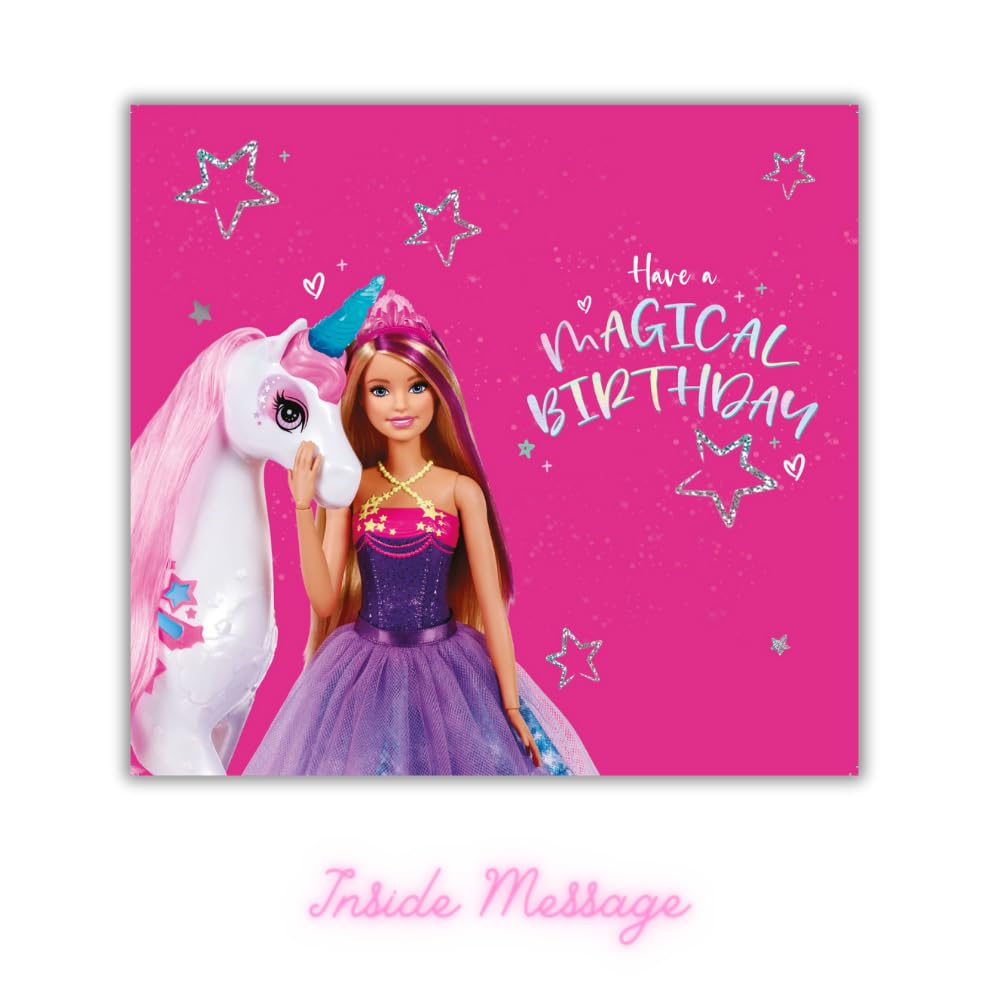 Danilo Promotions Limited Barbie Age 7 Birthday Card, Official Barbie Age 7 Birthday Card, Happy Birthday Age 7 Barbie Card,Multi,9 x 5 inch