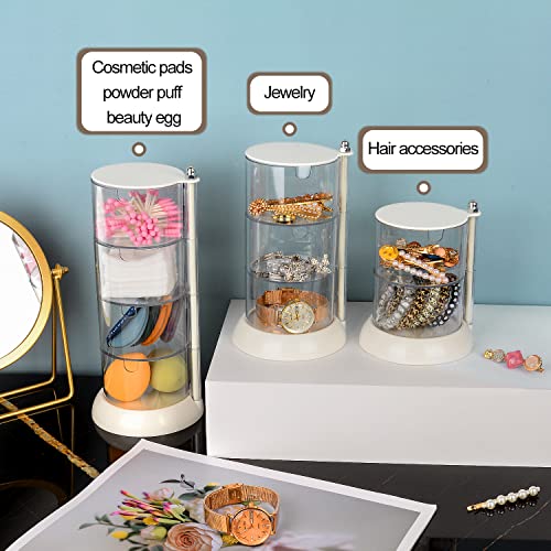 JessLab 2 Layer Clear Jewelry Organizer, 360° Rotatable Acrylic Hair Accessory Organizer, Hair Clip, Hair Tie, Earring Organizer Storage for Bathroom Vanity Countertop