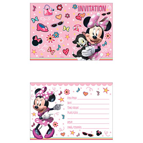 Unique Minnie Mouse Birthday Party Supplies Bundle Pack includes Party Invitations with Envelopes - 16 Count