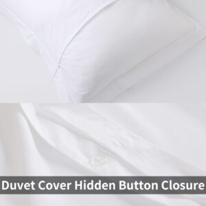 King Duvet Cover Set White 100% Egyptian Cotton ,3Pcs Bedding Set- 1 Duvet Cover(No Insert) with 2 Pillowshams, 400 TC Super Soft Comforter Cover with Corner Ties( King106x90 Inches, White)