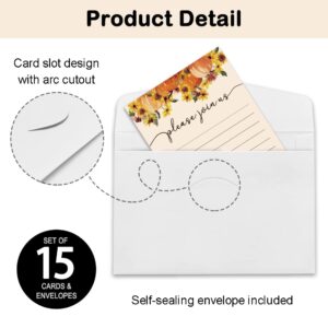 REWIDPARTY Thanksgiving Party Invitation Cards with Envelopes（Set of 15） Food Feast Invites for Family Friends Fall Invitations with Pumpkin and Florals Birthday Bridal Party Fill-in Invitation cards