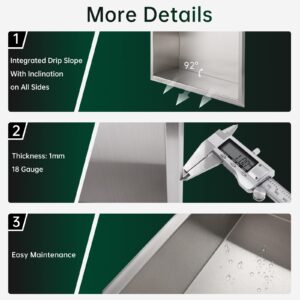 BLYLUND Shower Niche 12" x 24" NO Tile Needed,Brushed Finish Double Shelf Organizer,Stainless Steel Square Corners Wall-Inserted Niche Recessed,Modern Recessed Shower Shelf for Bathroom