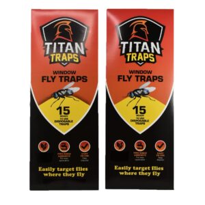 Window Fly Traps by Titan Traps - Sticky Fly Paper, Window Bug Catcher, Indoor Fly Trap, Fly Paper Bug Sticky Strips, Window Fly Strips, Bug Sticky Trap - 30 Disposable Fly Traps (2 Pack)