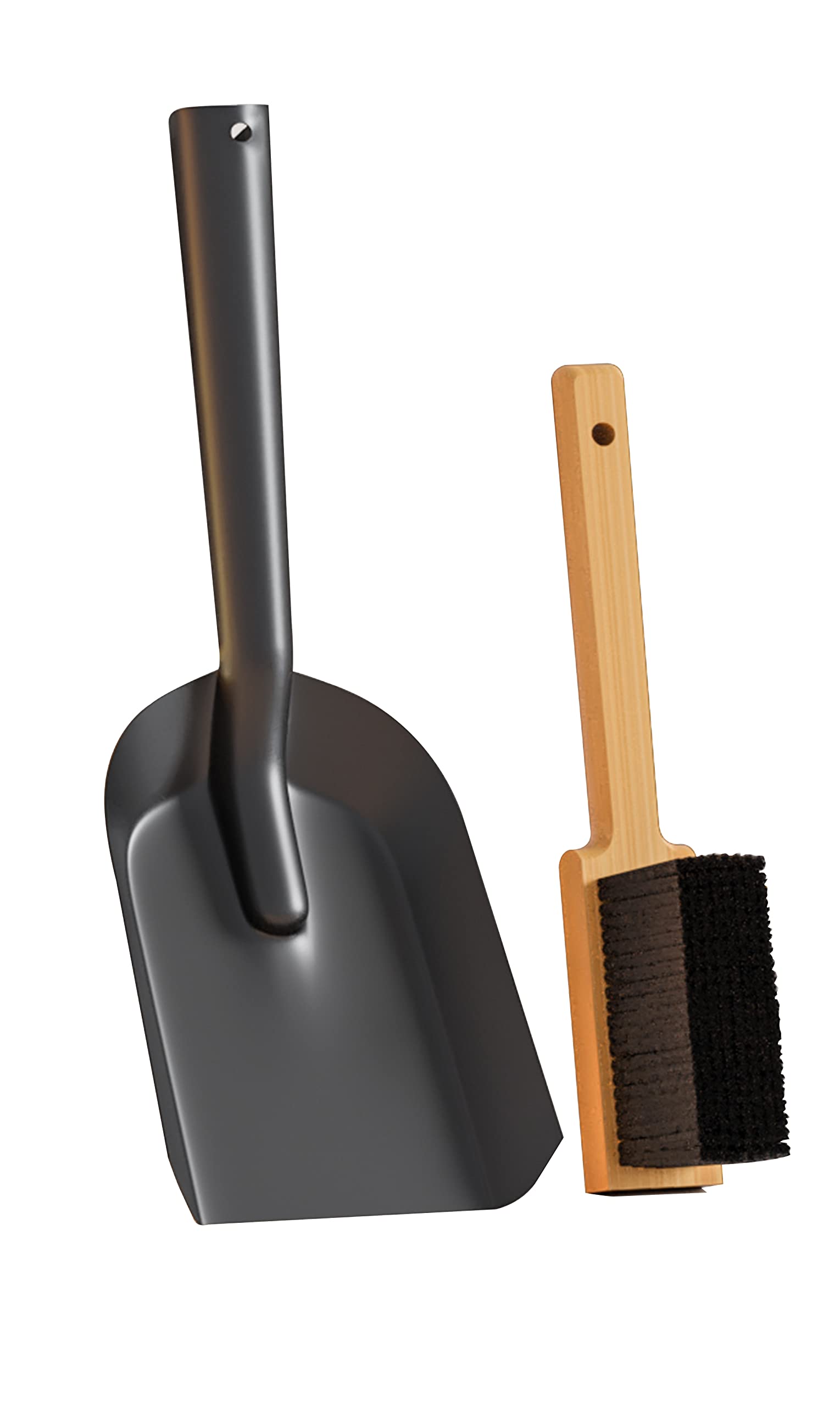 Kingson Fireplace Shovel Black Ash Shovel and Brush, Dustpan Set Small, Durable Steel, Set with Fireplace Dustpan and Brush, Coal Shovel