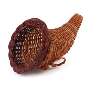 Thanksgiving Wicker Cornucopia Horn of Plenty Basket - Horn of Plenty Wicker Basket Autumn Fall Decoration and Centerpiece by Factory Direct Craft (12"L x 6-3/4" Dia) Made of Natural Woven Wicker