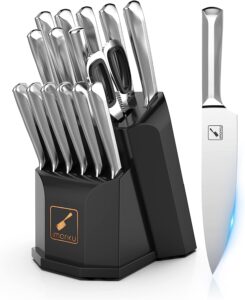 imarku knife set, 16 pcs kitchen knife set with block, ultra sharp stainless steel chef knife set, dishwasher safe knife block set with one-piece ergonomic handle, christmas gifts for women and men