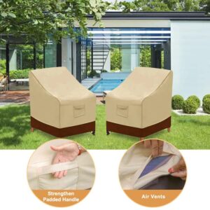 Yipincover Patio Dining Arm Chair Covers 2Pack Heavy Outdoor Furniture Covers 600D Oxford Fabric,100% Waterproof Outdoor Seat Covers (Beige & Brown,26" W×28" D×33" H)-1Year Warranty