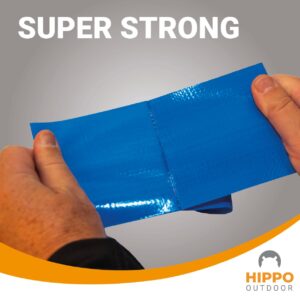 HIPPO OUTDOOR Tarpaulin Repair Tape - Heavy Duty Repairs Duck Tape, Blue Duct Tape, uv Protected and Waterproof, Protect Against Chafe wear and Tear 16 ft Tape roll (1250)