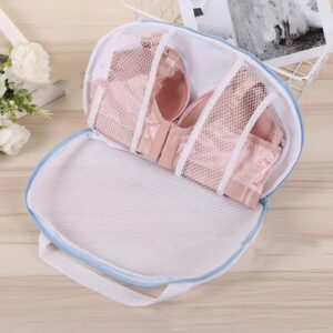 LEACIEN 6Pcs Bra Washing Laundry Mesh Bras Laundry Bag with Handle and Zipper Underwear Bag for Washing Machine (3 White Blue+3 White Grey)