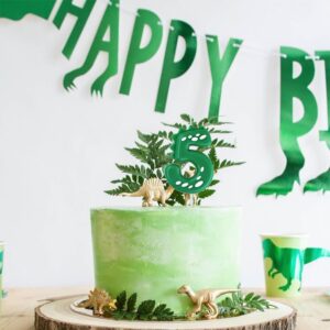 eusbon Green Birthday Candle 3, 2.76" Dinosaur Candle Theme Party Number Candle for Cake