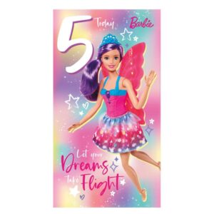 danilo promotions ltd barbie age 5 birthday card, official barbie age 5 birthday card, happy birthday age 5 barbie card