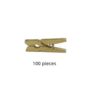 HEEHEE 100 PCS 1 Inch Gold Mini Clothespins Small Clothes Pin Natural Texture Wooden Clips for Food Package Clips Hanging Photo