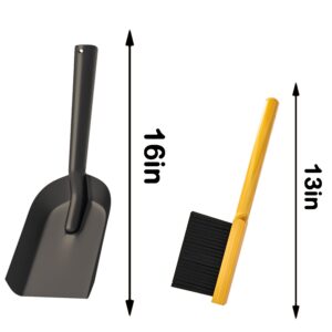 Kingson Fireplace Shovel Black Ash Shovel and Brush, Dustpan Set Small, Durable Steel, Set with Fireplace Dustpan and Brush, Coal Shovel