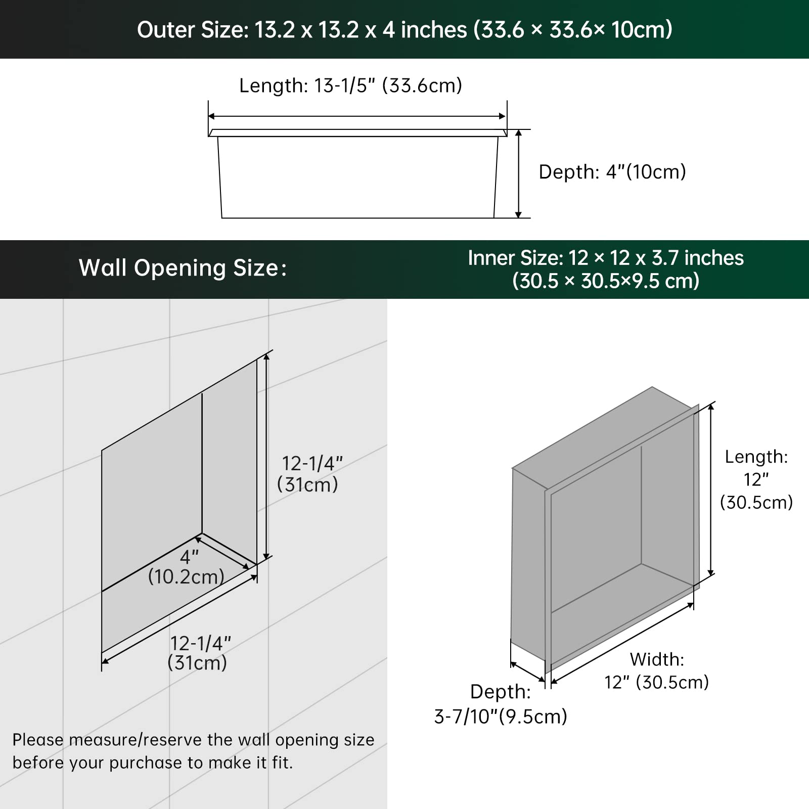 BLYLUND Shower Niche 12" x 24" NO Tile Needed,Brushed Finish Double Shelf Organizer,Stainless Steel Square Corners Wall-Inserted Niche Recessed,Modern Recessed Shower Shelf for Bathroom